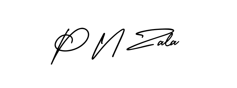 Make a beautiful signature design for name P N Zala. With this signature (AmerikaSignatureDemo-Regular) style, you can create a handwritten signature for free. P N Zala signature style 3 images and pictures png