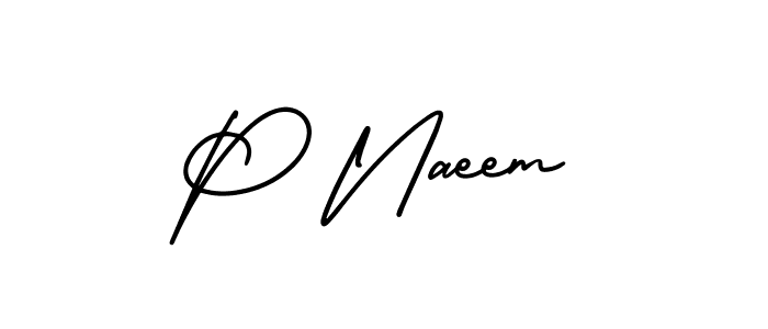 P Naeem stylish signature style. Best Handwritten Sign (AmerikaSignatureDemo-Regular) for my name. Handwritten Signature Collection Ideas for my name P Naeem. P Naeem signature style 3 images and pictures png