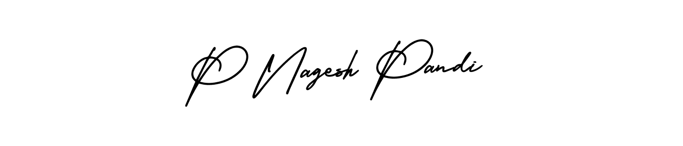 The best way (AmerikaSignatureDemo-Regular) to make a short signature is to pick only two or three words in your name. The name P Nagesh Pandi include a total of six letters. For converting this name. P Nagesh Pandi signature style 3 images and pictures png