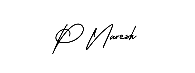 Design your own signature with our free online signature maker. With this signature software, you can create a handwritten (AmerikaSignatureDemo-Regular) signature for name P Naresh. P Naresh signature style 3 images and pictures png