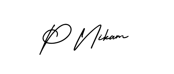 Also we have P Nikam name is the best signature style. Create professional handwritten signature collection using AmerikaSignatureDemo-Regular autograph style. P Nikam signature style 3 images and pictures png