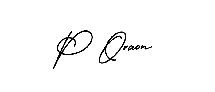 Use a signature maker to create a handwritten signature online. With this signature software, you can design (AmerikaSignatureDemo-Regular) your own signature for name P Oraon. P Oraon signature style 3 images and pictures png