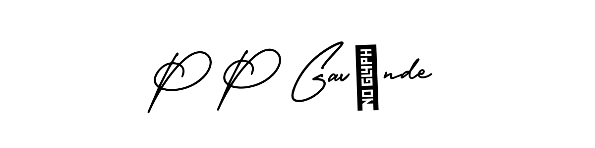 Create a beautiful signature design for name P P Gavànde. With this signature (AmerikaSignatureDemo-Regular) fonts, you can make a handwritten signature for free. P P Gavànde signature style 3 images and pictures png