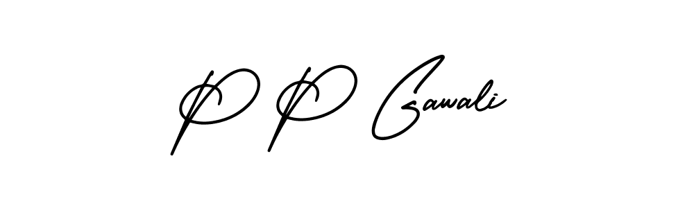 How to Draw P P Gawali signature style? AmerikaSignatureDemo-Regular is a latest design signature styles for name P P Gawali. P P Gawali signature style 3 images and pictures png