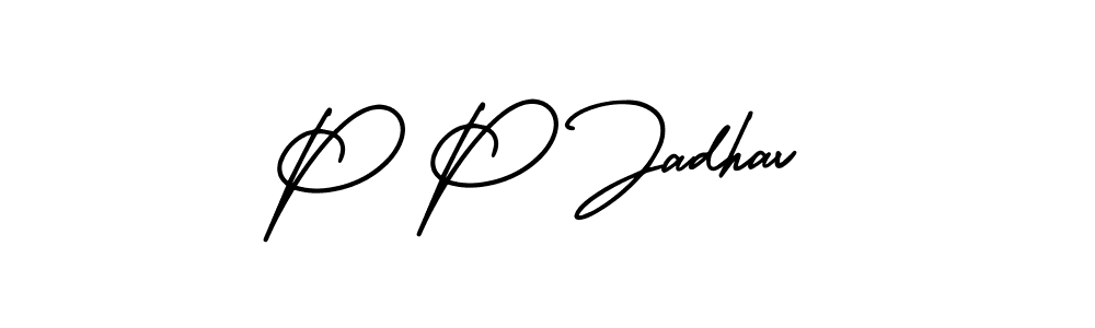 It looks lik you need a new signature style for name P P Jadhav. Design unique handwritten (AmerikaSignatureDemo-Regular) signature with our free signature maker in just a few clicks. P P Jadhav signature style 3 images and pictures png