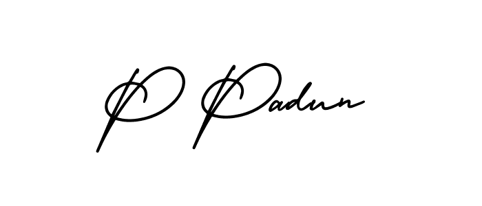 How to Draw P Padun signature style? AmerikaSignatureDemo-Regular is a latest design signature styles for name P Padun. P Padun signature style 3 images and pictures png