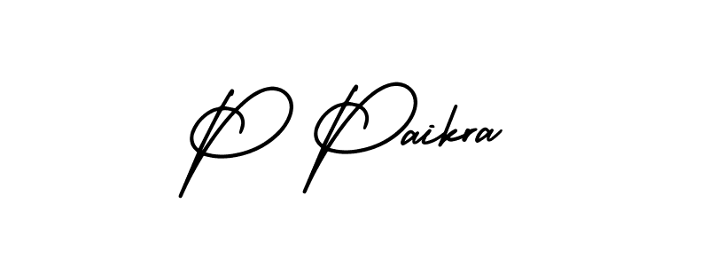 You should practise on your own different ways (AmerikaSignatureDemo-Regular) to write your name (P Paikra) in signature. don't let someone else do it for you. P Paikra signature style 3 images and pictures png