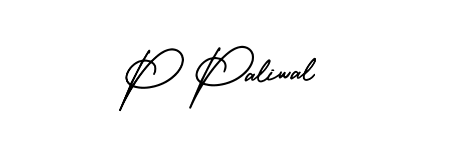 How to make P Paliwal name signature. Use AmerikaSignatureDemo-Regular style for creating short signs online. This is the latest handwritten sign. P Paliwal signature style 3 images and pictures png