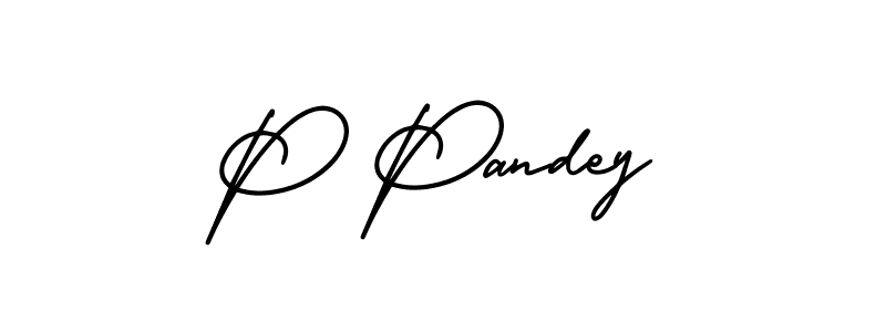 Use a signature maker to create a handwritten signature online. With this signature software, you can design (AmerikaSignatureDemo-Regular) your own signature for name P Pandey. P Pandey signature style 3 images and pictures png