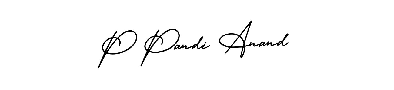 You should practise on your own different ways (AmerikaSignatureDemo-Regular) to write your name (P Pandi Anand) in signature. don't let someone else do it for you. P Pandi Anand signature style 3 images and pictures png