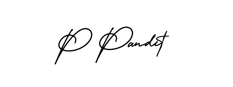 How to make P Pandit name signature. Use AmerikaSignatureDemo-Regular style for creating short signs online. This is the latest handwritten sign. P Pandit signature style 3 images and pictures png