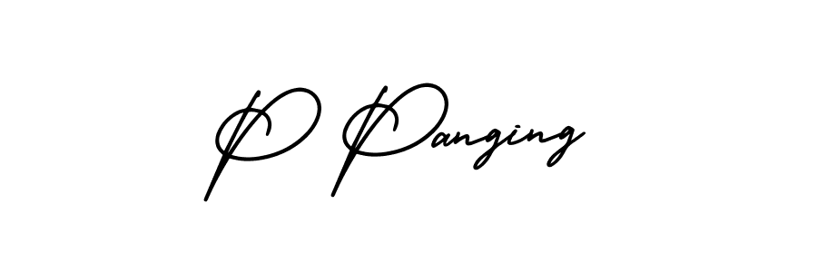 The best way (AmerikaSignatureDemo-Regular) to make a short signature is to pick only two or three words in your name. The name P Panging include a total of six letters. For converting this name. P Panging signature style 3 images and pictures png