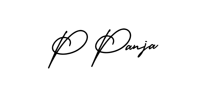 The best way (AmerikaSignatureDemo-Regular) to make a short signature is to pick only two or three words in your name. The name P Panja include a total of six letters. For converting this name. P Panja signature style 3 images and pictures png