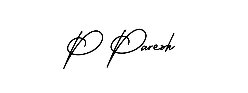 The best way (AmerikaSignatureDemo-Regular) to make a short signature is to pick only two or three words in your name. The name P Paresh include a total of six letters. For converting this name. P Paresh signature style 3 images and pictures png