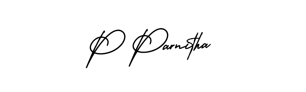 Make a beautiful signature design for name P Parnitha. With this signature (AmerikaSignatureDemo-Regular) style, you can create a handwritten signature for free. P Parnitha signature style 3 images and pictures png