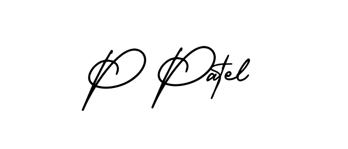 Use a signature maker to create a handwritten signature online. With this signature software, you can design (AmerikaSignatureDemo-Regular) your own signature for name P Patel. P Patel signature style 3 images and pictures png