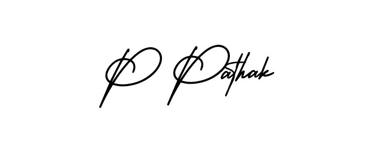 Use a signature maker to create a handwritten signature online. With this signature software, you can design (AmerikaSignatureDemo-Regular) your own signature for name P Pathak. P Pathak signature style 3 images and pictures png