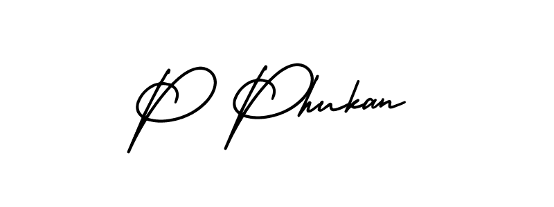 How to make P Phukan signature? AmerikaSignatureDemo-Regular is a professional autograph style. Create handwritten signature for P Phukan name. P Phukan signature style 3 images and pictures png