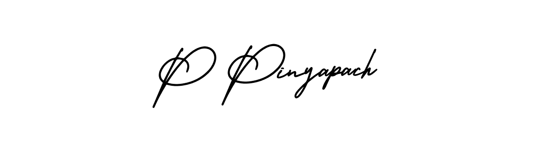 You should practise on your own different ways (AmerikaSignatureDemo-Regular) to write your name (P Pinyapach) in signature. don't let someone else do it for you. P Pinyapach signature style 3 images and pictures png