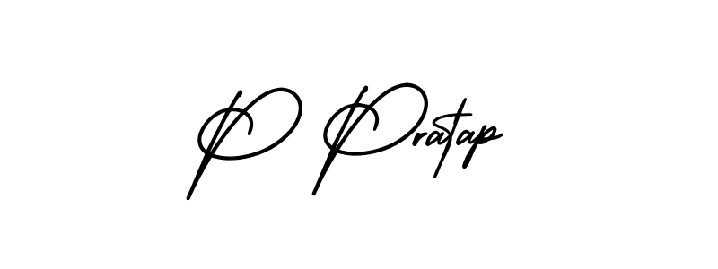 Design your own signature with our free online signature maker. With this signature software, you can create a handwritten (AmerikaSignatureDemo-Regular) signature for name P Pratap. P Pratap signature style 3 images and pictures png