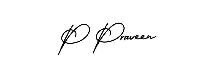 P Praveen stylish signature style. Best Handwritten Sign (AmerikaSignatureDemo-Regular) for my name. Handwritten Signature Collection Ideas for my name P Praveen. P Praveen signature style 3 images and pictures png