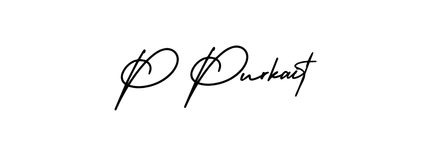 This is the best signature style for the P Purkait name. Also you like these signature font (AmerikaSignatureDemo-Regular). Mix name signature. P Purkait signature style 3 images and pictures png