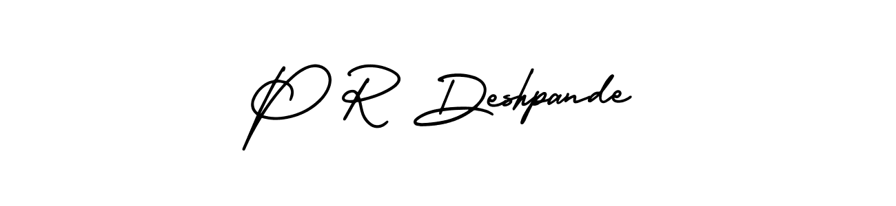 Use a signature maker to create a handwritten signature online. With this signature software, you can design (AmerikaSignatureDemo-Regular) your own signature for name P R Deshpande. P R Deshpande signature style 3 images and pictures png