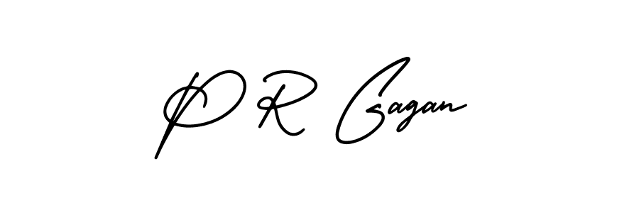 The best way (AmerikaSignatureDemo-Regular) to make a short signature is to pick only two or three words in your name. The name P R Gagan include a total of six letters. For converting this name. P R Gagan signature style 3 images and pictures png
