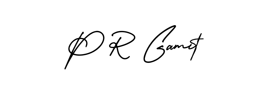AmerikaSignatureDemo-Regular is a professional signature style that is perfect for those who want to add a touch of class to their signature. It is also a great choice for those who want to make their signature more unique. Get P R Gamit name to fancy signature for free. P R Gamit signature style 3 images and pictures png