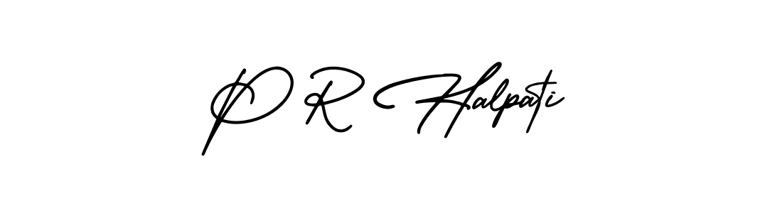 Create a beautiful signature design for name P R Halpati. With this signature (AmerikaSignatureDemo-Regular) fonts, you can make a handwritten signature for free. P R Halpati signature style 3 images and pictures png