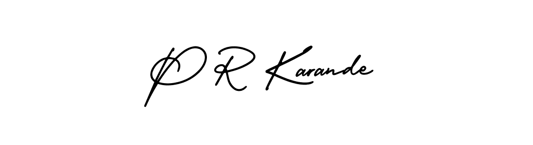 This is the best signature style for the P R Karande name. Also you like these signature font (AmerikaSignatureDemo-Regular). Mix name signature. P R Karande signature style 3 images and pictures png