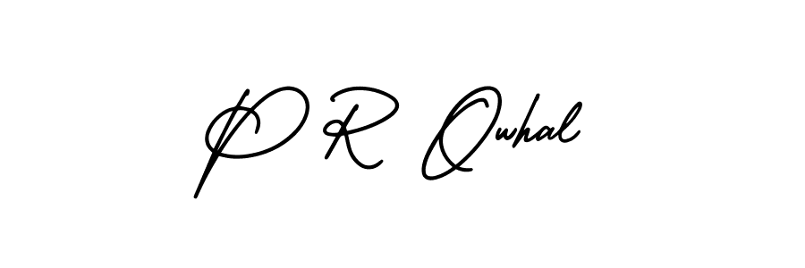 P R Owhal stylish signature style. Best Handwritten Sign (AmerikaSignatureDemo-Regular) for my name. Handwritten Signature Collection Ideas for my name P R Owhal. P R Owhal signature style 3 images and pictures png