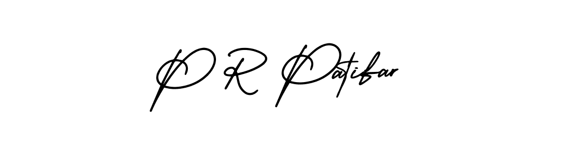 You should practise on your own different ways (AmerikaSignatureDemo-Regular) to write your name (P R Patifar) in signature. don't let someone else do it for you. P R Patifar signature style 3 images and pictures png