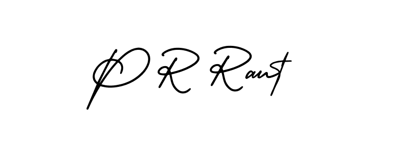 P R Raut stylish signature style. Best Handwritten Sign (AmerikaSignatureDemo-Regular) for my name. Handwritten Signature Collection Ideas for my name P R Raut. P R Raut signature style 3 images and pictures png
