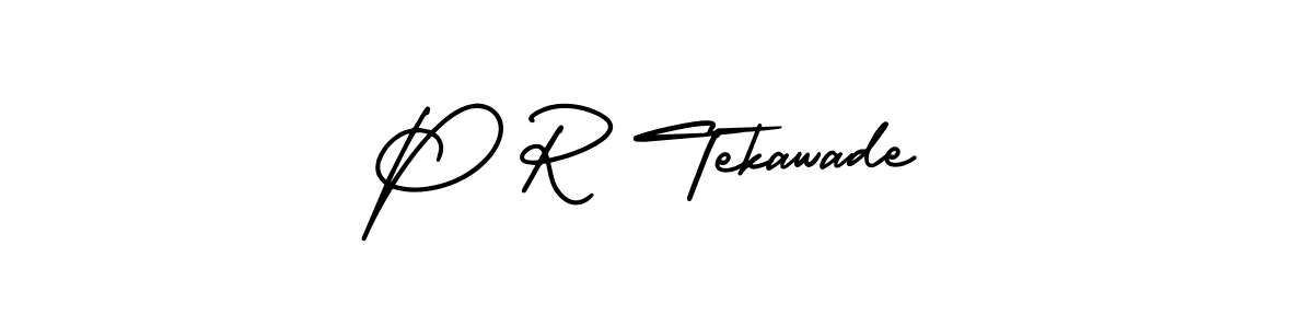 How to make P R Tekawade name signature. Use AmerikaSignatureDemo-Regular style for creating short signs online. This is the latest handwritten sign. P R Tekawade signature style 3 images and pictures png