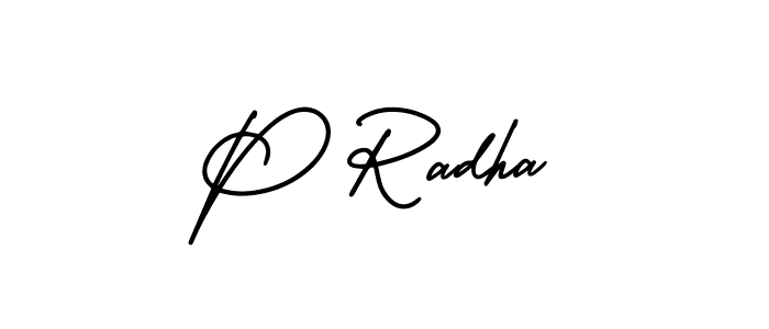 This is the best signature style for the P Radha name. Also you like these signature font (AmerikaSignatureDemo-Regular). Mix name signature. P Radha signature style 3 images and pictures png