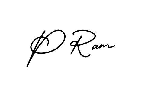 Design your own signature with our free online signature maker. With this signature software, you can create a handwritten (AmerikaSignatureDemo-Regular) signature for name P Ram. P Ram signature style 3 images and pictures png