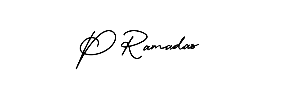 Design your own signature with our free online signature maker. With this signature software, you can create a handwritten (AmerikaSignatureDemo-Regular) signature for name P Ramadas. P Ramadas signature style 3 images and pictures png