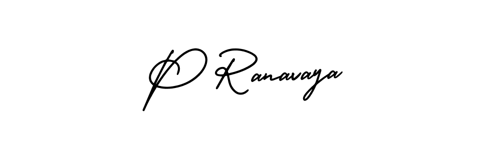 How to make P Ranavaya name signature. Use AmerikaSignatureDemo-Regular style for creating short signs online. This is the latest handwritten sign. P Ranavaya signature style 3 images and pictures png