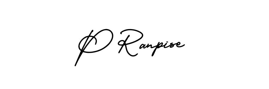 The best way (AmerikaSignatureDemo-Regular) to make a short signature is to pick only two or three words in your name. The name P Ranpise include a total of six letters. For converting this name. P Ranpise signature style 3 images and pictures png