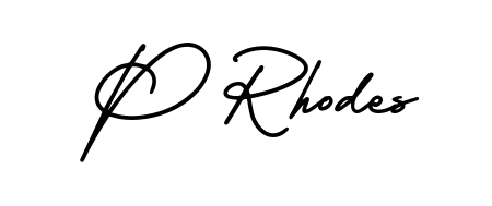 A timeless handwritten aesthetic for P Rhodes. The AmerikaSignatureDemo-Regular font gives your signature a handcrafted feel with natural curves. P Rhodes signature style 3 images and pictures png