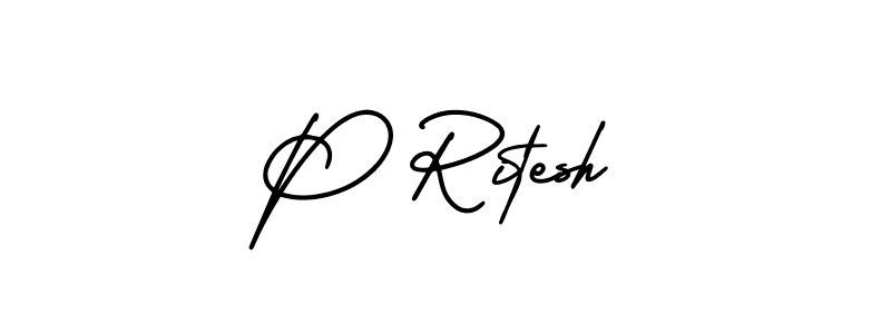 The best way (AmerikaSignatureDemo-Regular) to make a short signature is to pick only two or three words in your name. The name P Ritesh include a total of six letters. For converting this name. P Ritesh signature style 3 images and pictures png