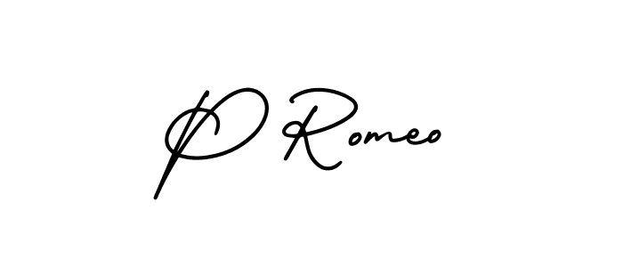 Design your own signature with our free online signature maker. With this signature software, you can create a handwritten (AmerikaSignatureDemo-Regular) signature for name P Romeo. P Romeo signature style 3 images and pictures png