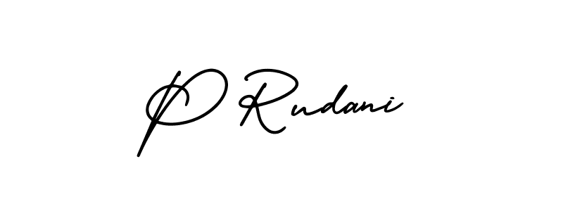 Make a beautiful signature design for name P Rudani. With this signature (AmerikaSignatureDemo-Regular) style, you can create a handwritten signature for free. P Rudani signature style 3 images and pictures png