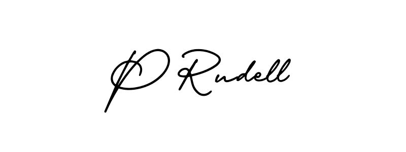 How to make P Rudell name signature. Use AmerikaSignatureDemo-Regular style for creating short signs online. This is the latest handwritten sign. P Rudell signature style 3 images and pictures png