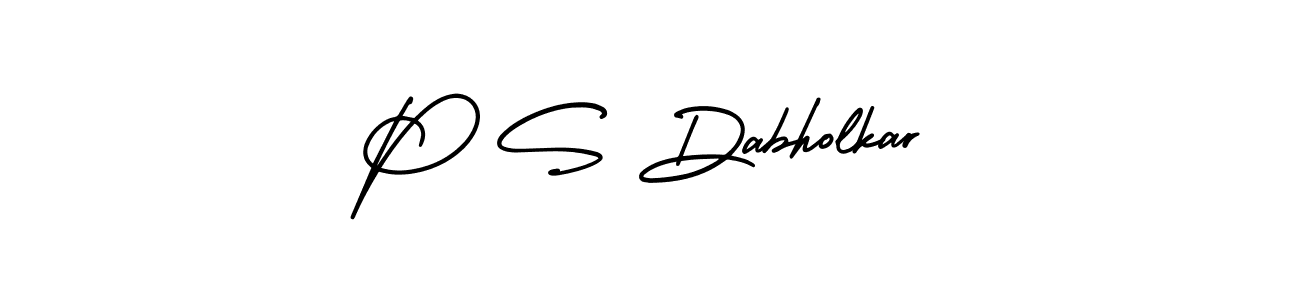 Use a signature maker to create a handwritten signature online. With this signature software, you can design (AmerikaSignatureDemo-Regular) your own signature for name P S Dabholkar. P S Dabholkar signature style 3 images and pictures png
