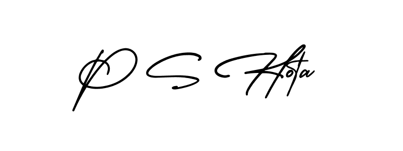 How to make P S Hota name signature. Use AmerikaSignatureDemo-Regular style for creating short signs online. This is the latest handwritten sign. P S Hota signature style 3 images and pictures png