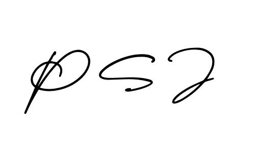 How to make P S J name signature. Use AmerikaSignatureDemo-Regular style for creating short signs online. This is the latest handwritten sign. P S J signature style 3 images and pictures png