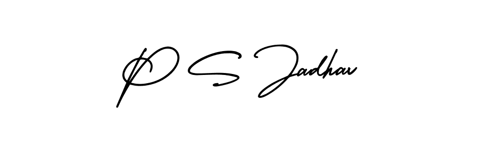 P S Jadhav stylish signature style. Best Handwritten Sign (AmerikaSignatureDemo-Regular) for my name. Handwritten Signature Collection Ideas for my name P S Jadhav. P S Jadhav signature style 3 images and pictures png