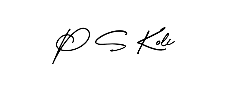 P S Koli stylish signature style. Best Handwritten Sign (AmerikaSignatureDemo-Regular) for my name. Handwritten Signature Collection Ideas for my name P S Koli. P S Koli signature style 3 images and pictures png